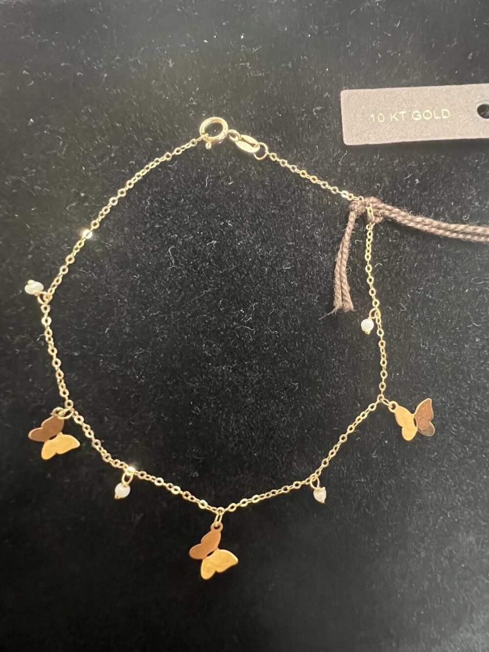 Butterfly Bracelet 10kt Yellow Gold made in Italy cable link chain dainty